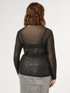 Marina Rinaldi Pull à col roulé en tulle stretch NOIR Best