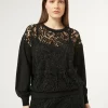 Marina Rinaldi Pull avec broderie macramé NOIR Discount