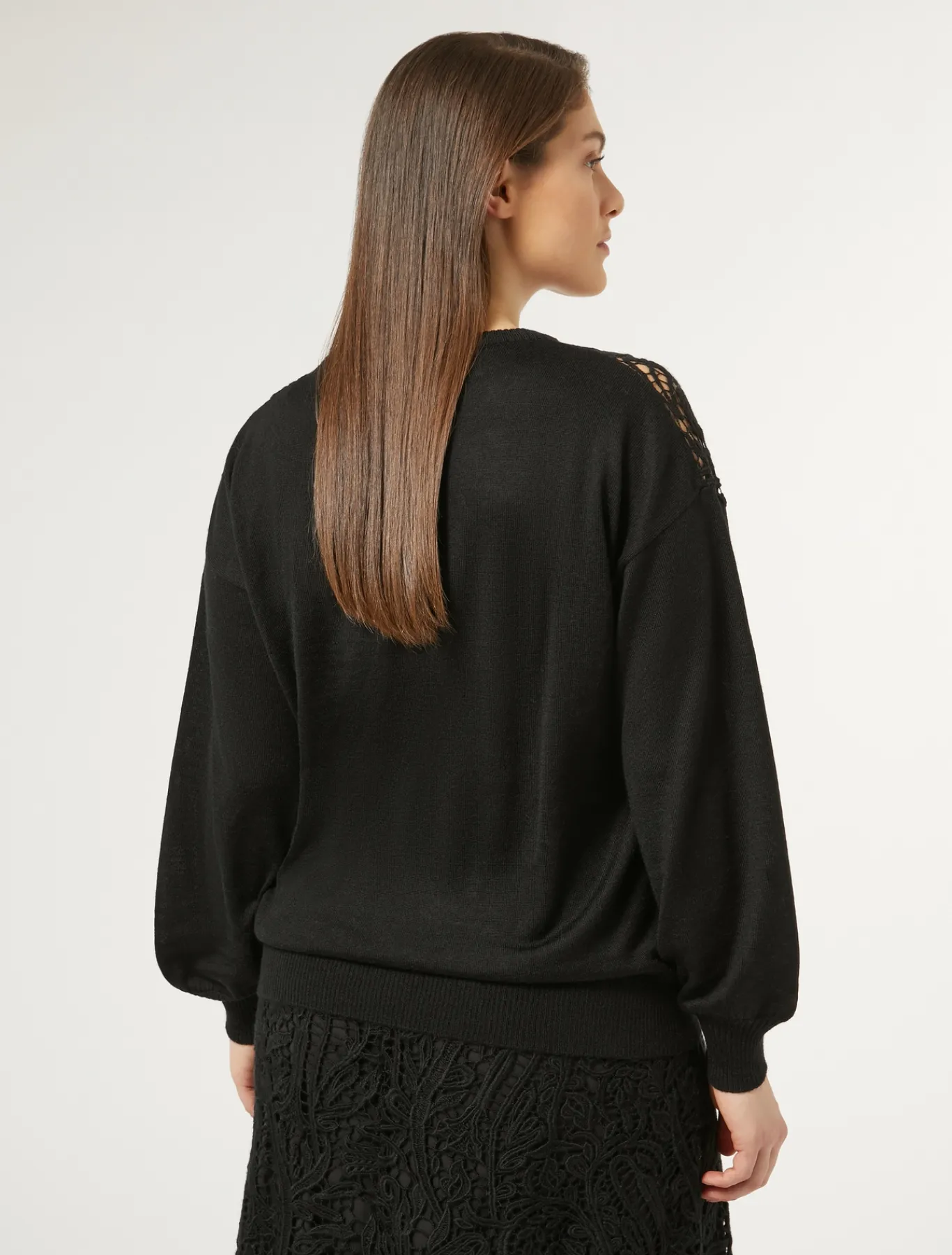 Marina Rinaldi Pull avec broderie macramé NOIR Discount