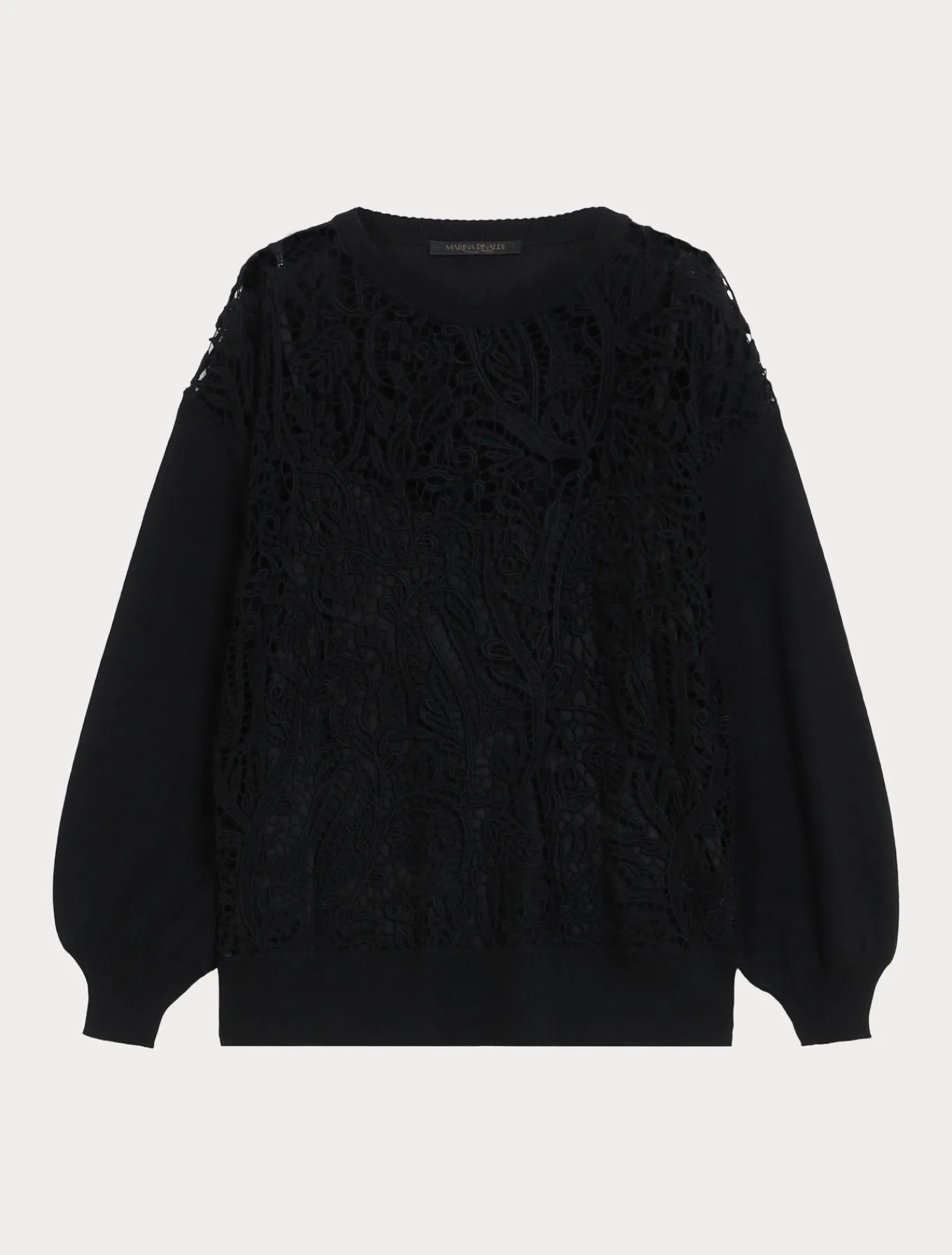 Marina Rinaldi Pull avec broderie macramé NOIR Discount