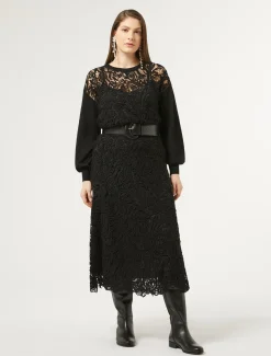 Marina Rinaldi Pull avec broderie macramé NOIR Discount