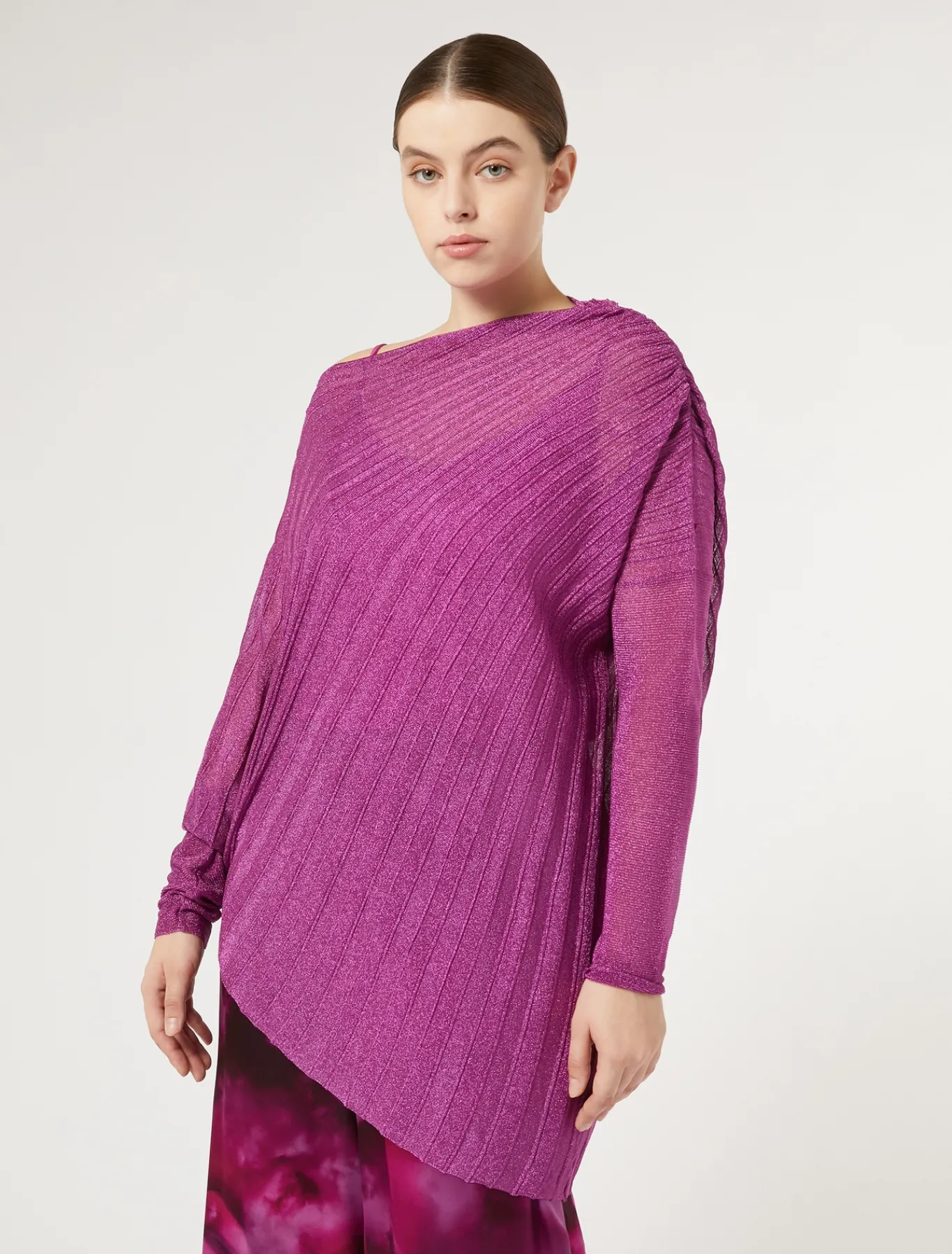 Marina Rinaldi Pull côtelé asymétrique ROSE Hot