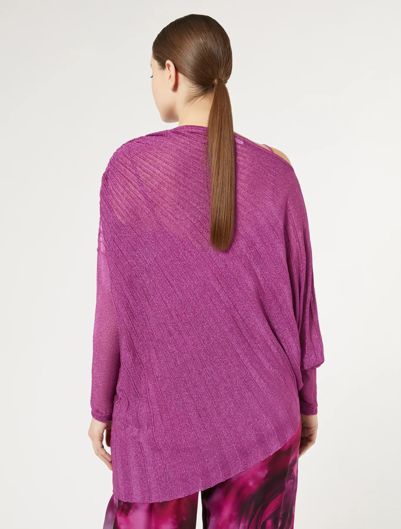 Marina Rinaldi Pull côtelé asymétrique ROSE Hot