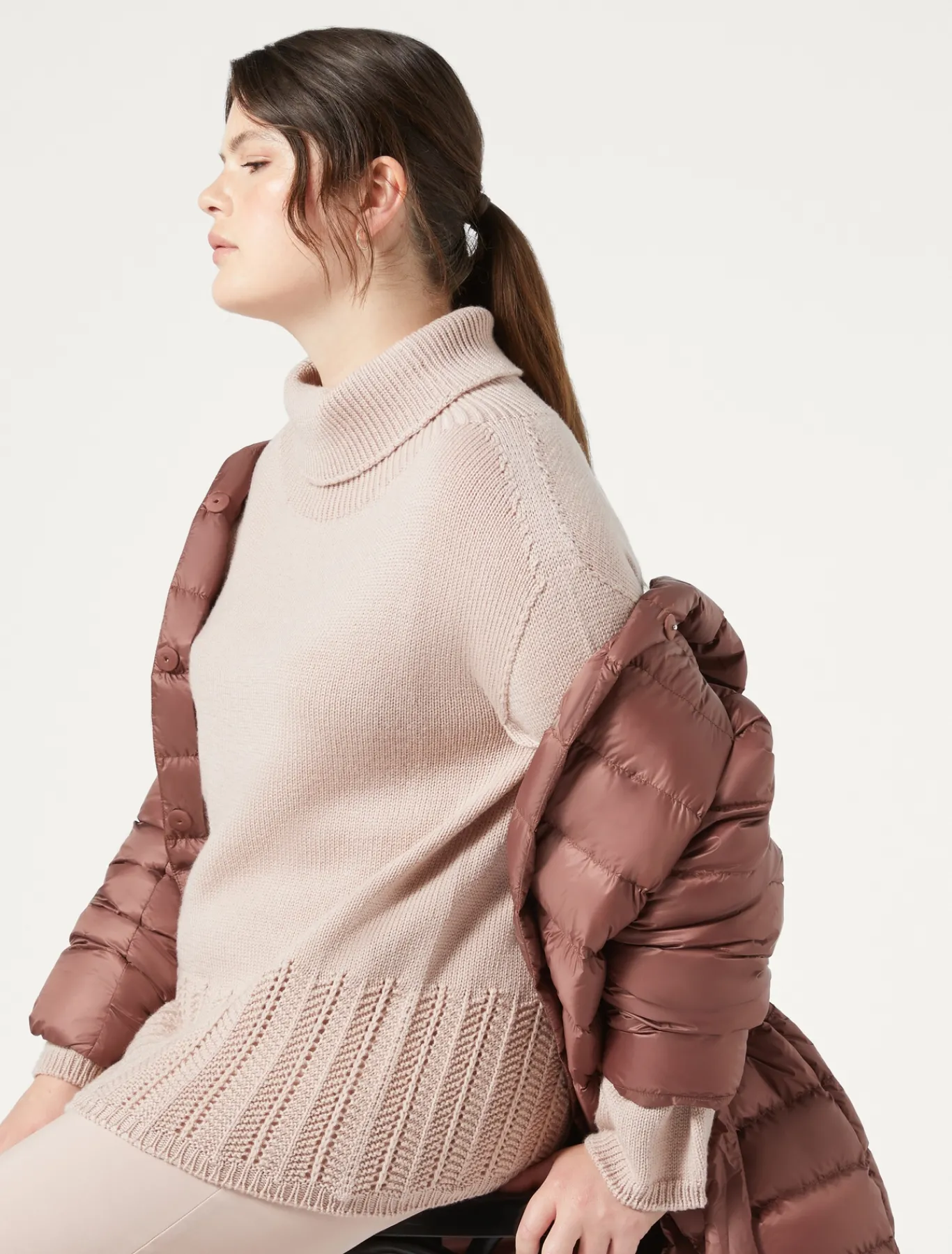 Marina Rinaldi Pull en cordonnet de laine ROSE Outlet