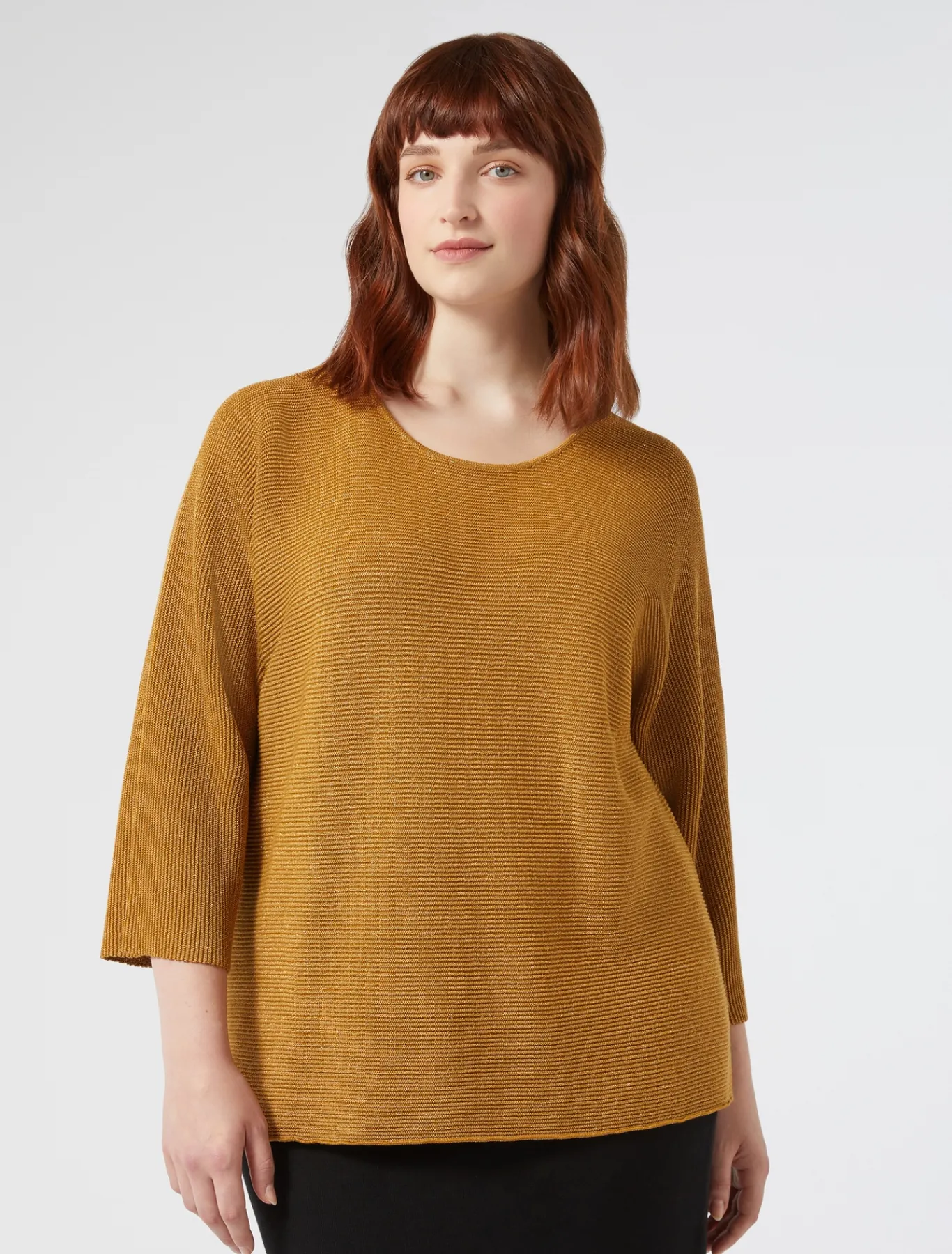 Marina Rinaldi Pull en crêpe de coton MOUTARDE Discount