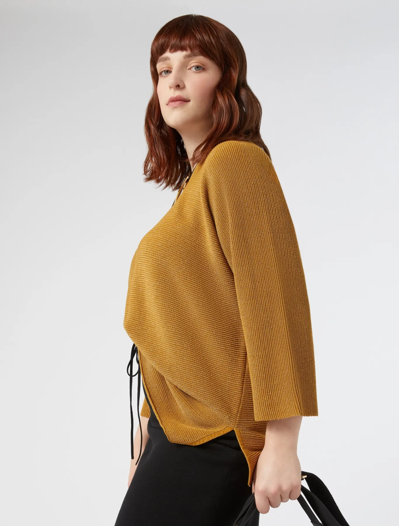 Marina Rinaldi Pull en crêpe de coton MOUTARDE Discount