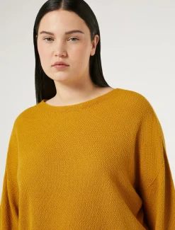 Marina Rinaldi Pull en fil de laine MOUTARDE New