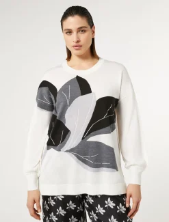 Marina Rinaldi Pull en laine et soie mélangées BLANC Outlet