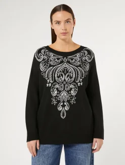 Marina Rinaldi Pull en laine et viscose NOIR New