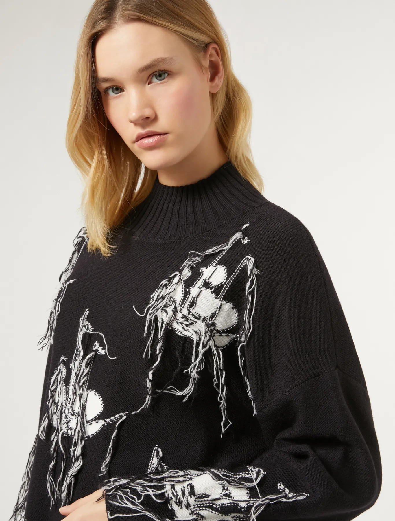 Marina Rinaldi Pull en laine jacquard mélangée BLEUNUIT Fashion