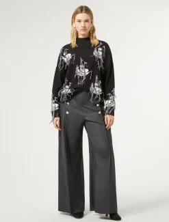 Marina Rinaldi Pull en laine jacquard mélangée BLEUNUIT Fashion