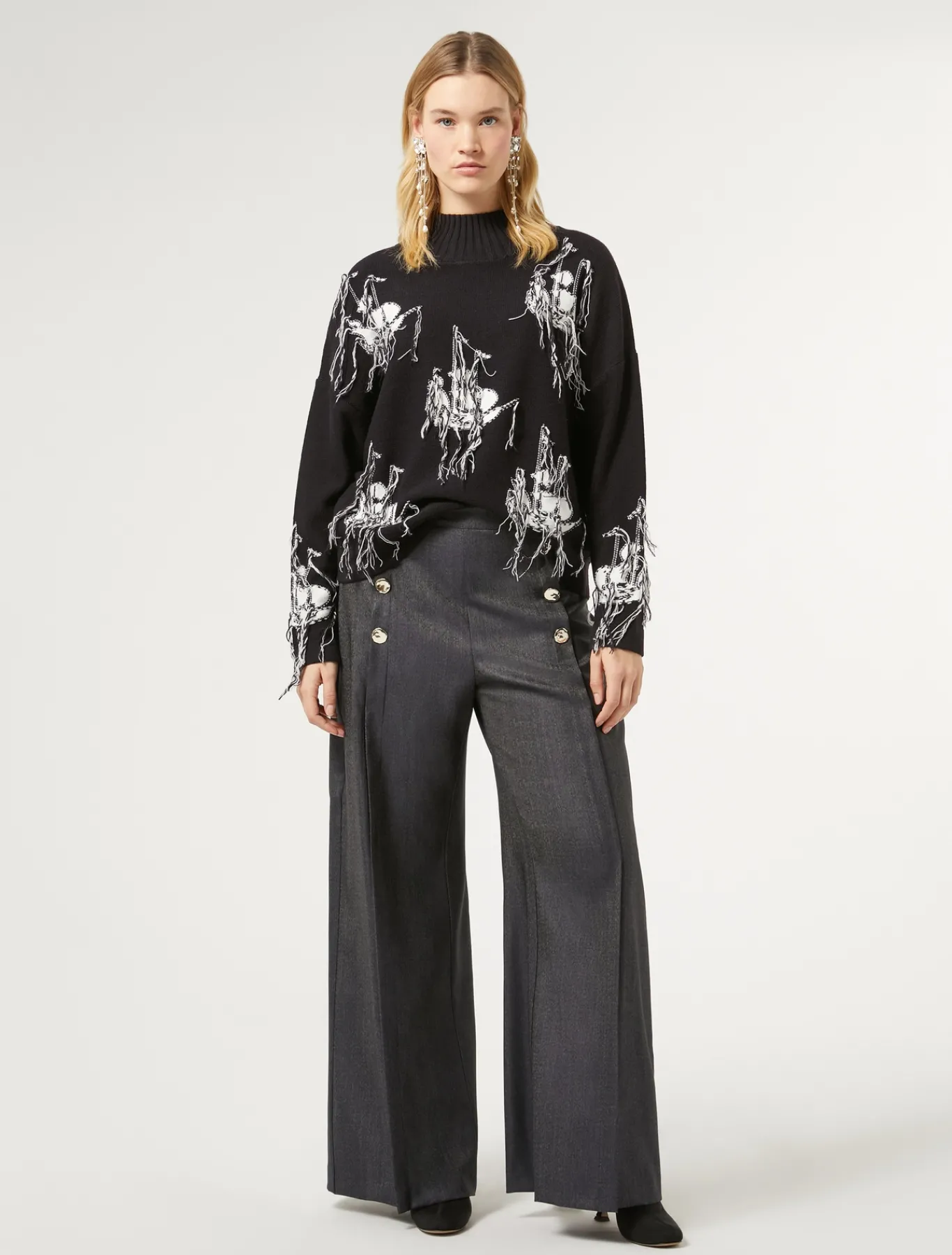 Marina Rinaldi Pull en laine jacquard mélangée BLEUNUIT Fashion
