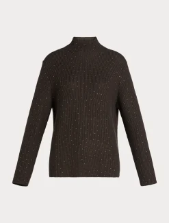 Marina Rinaldi Pull en laine mélangée avec strass CHOCOLAT Sale