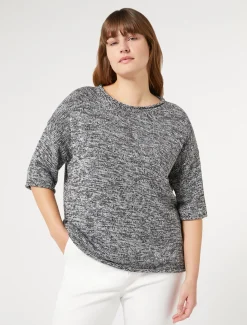 Marina Rinaldi Pull en laine mélangée moulinée NOIR Hot