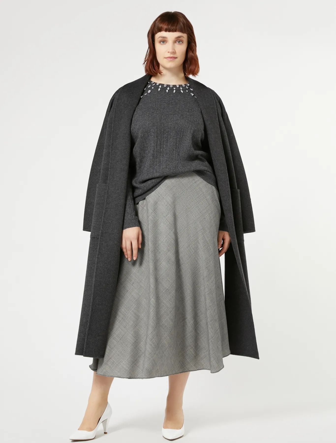 Marina Rinaldi Pull en mélange de cachemire GRISFONCE New