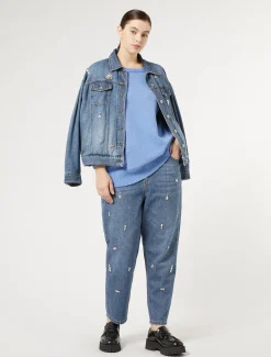 Marina Rinaldi Pull en mélange de cachemire BLEU New