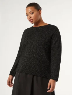 Marina Rinaldi Pull en mélange de laine et lurex NOIR Clearance