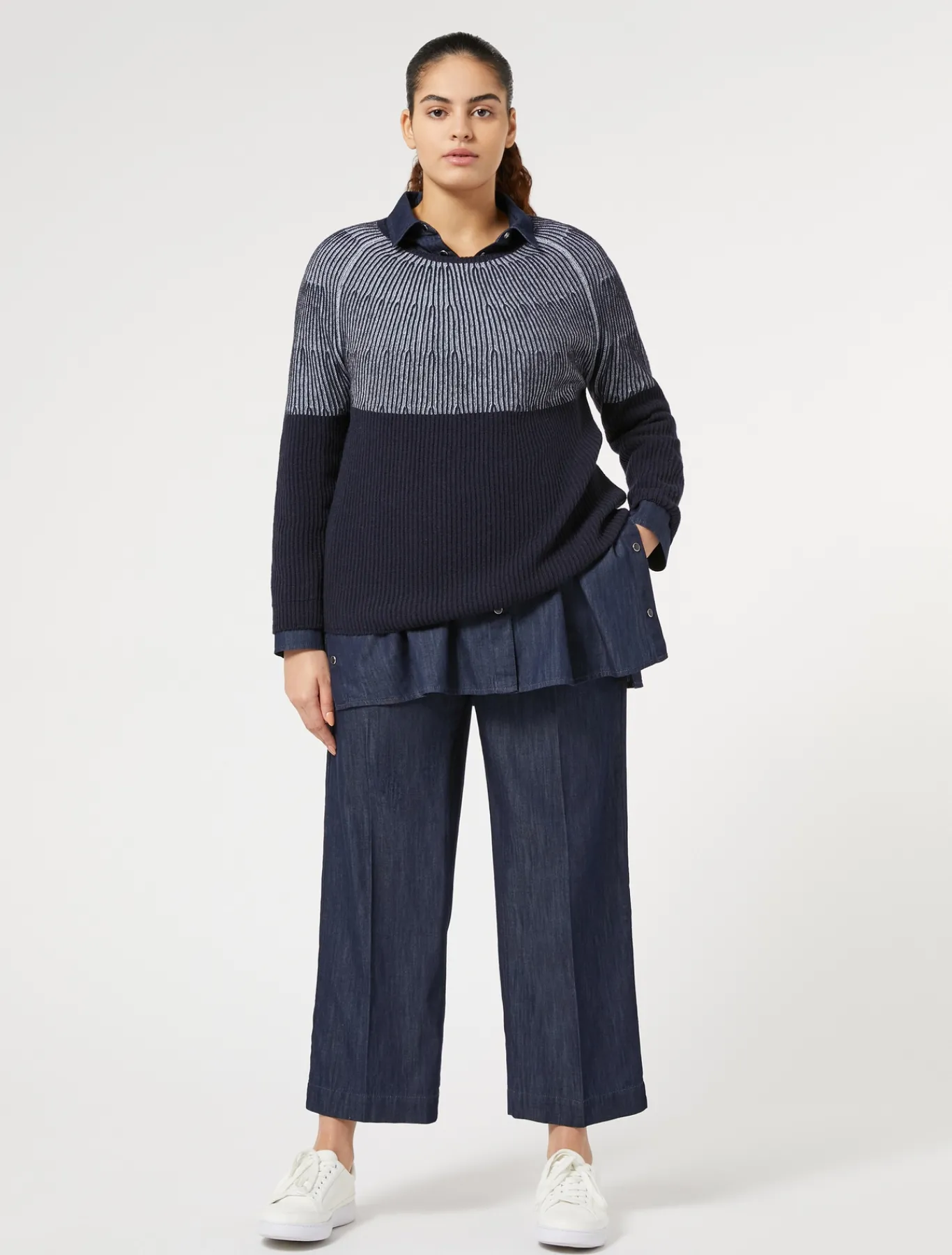 Marina Rinaldi Pull en mélange de laine et cachemire BLEUNUIT New