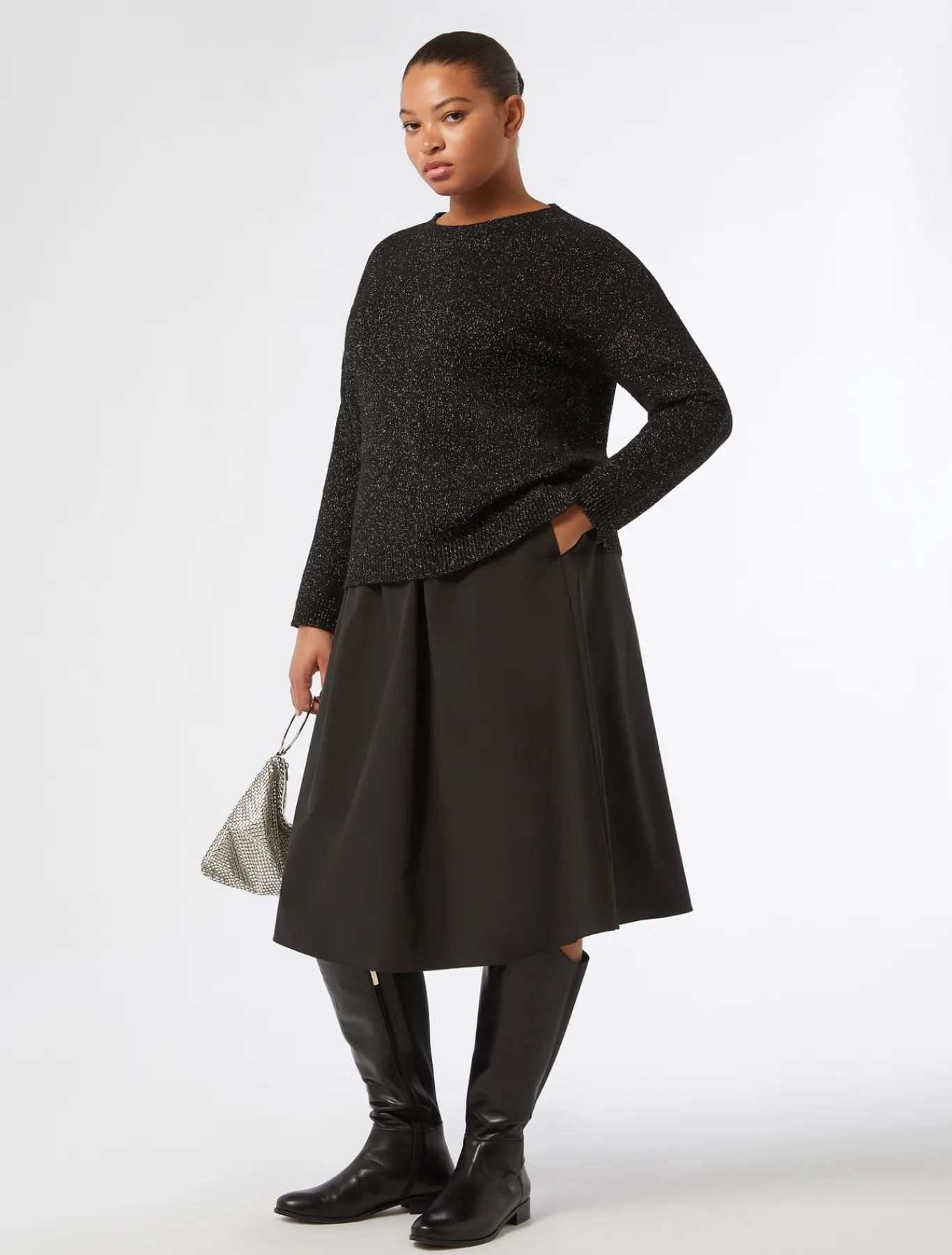 Marina Rinaldi Pull en mélange de laine et lurex NOIR Clearance