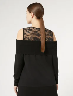 Marina Rinaldi Pull en viscose avec broderie NOIR Online