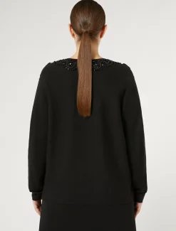 Marina Rinaldi Pull en viscose avec broderie NOIR Clearance