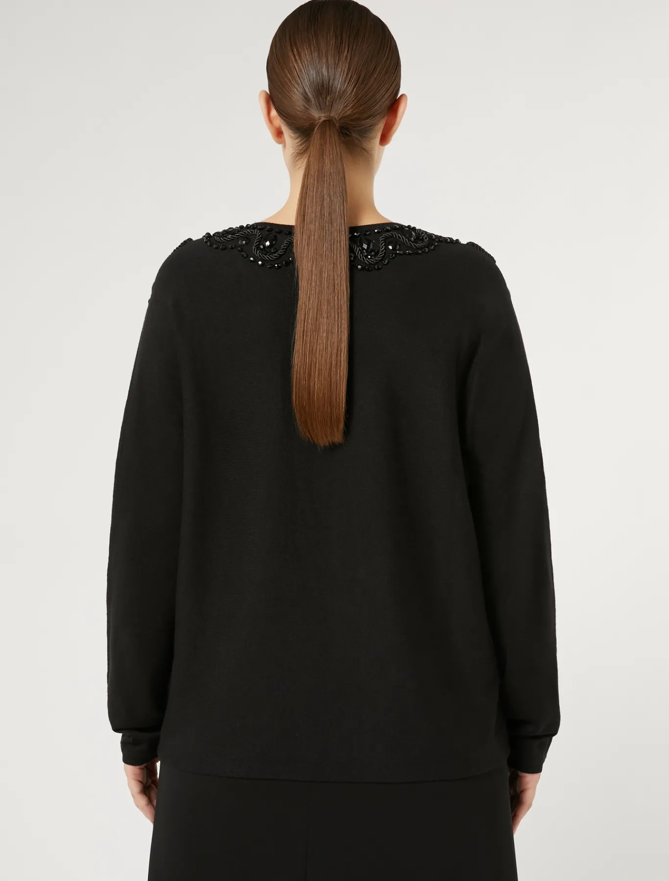 Marina Rinaldi Pull en viscose avec broderie NOIR Clearance