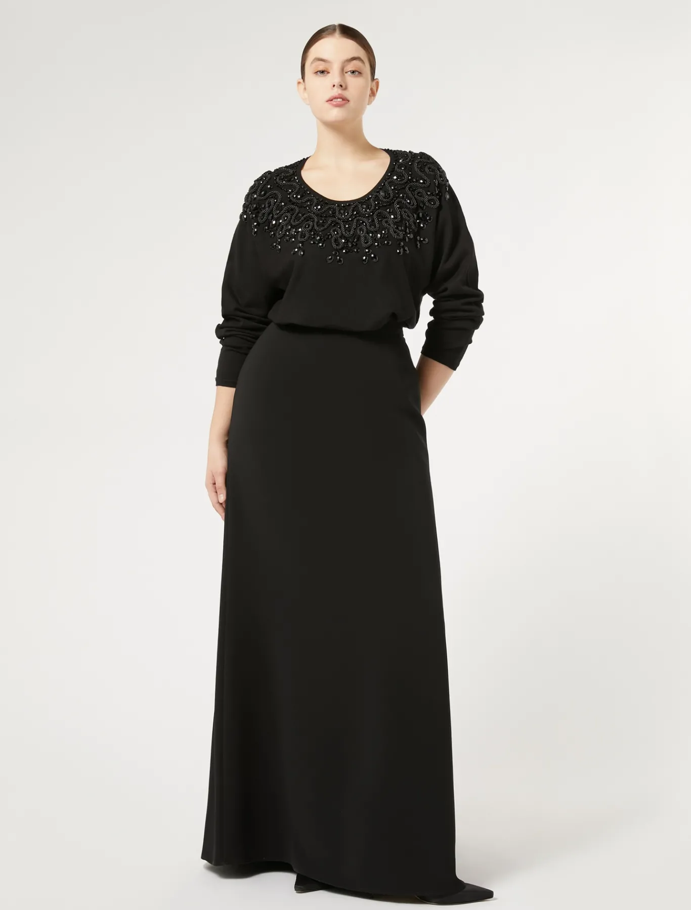 Marina Rinaldi Pull en viscose avec broderie NOIR Clearance
