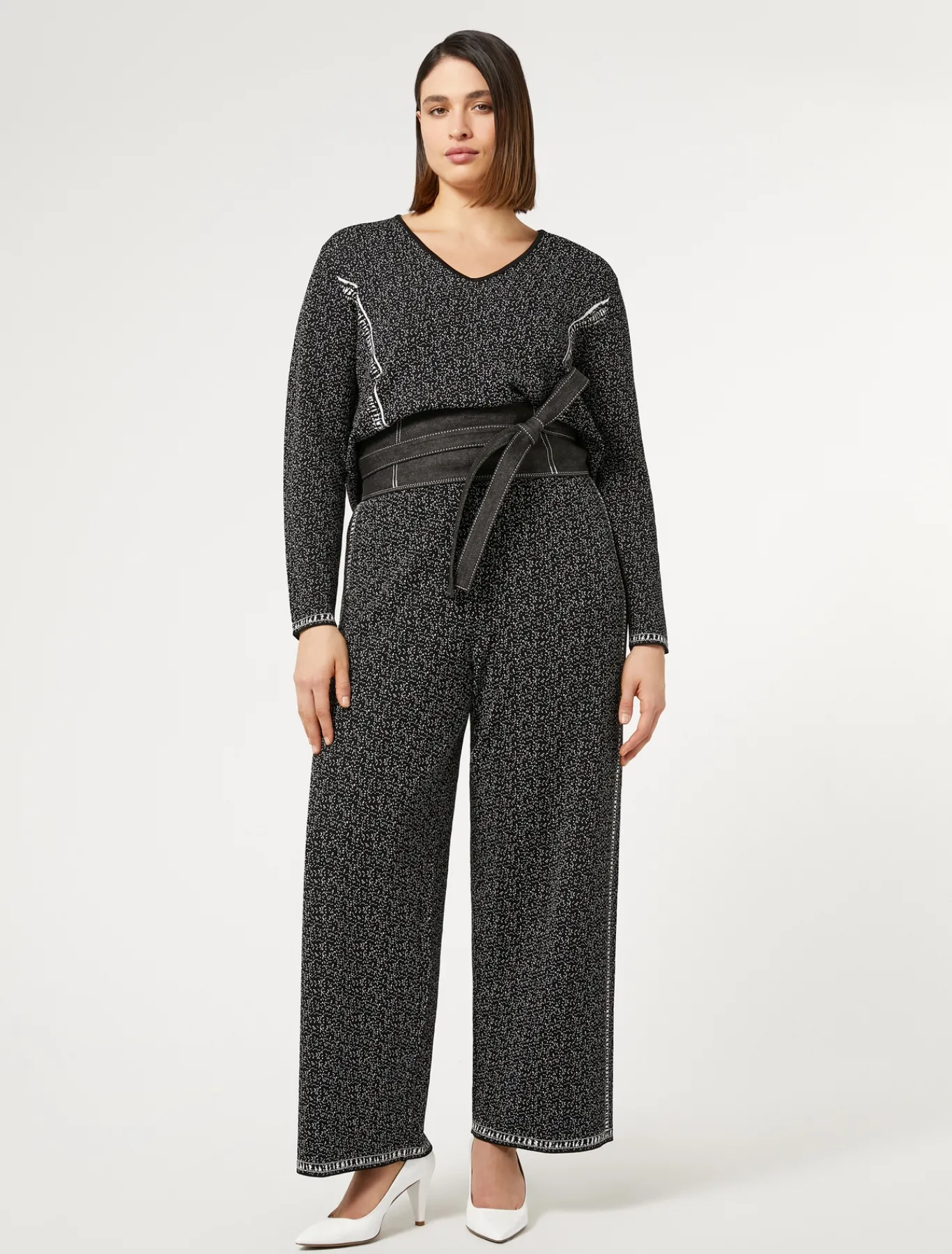 Marina Rinaldi Pull en viscose jacquard NOIRBLANC Hot