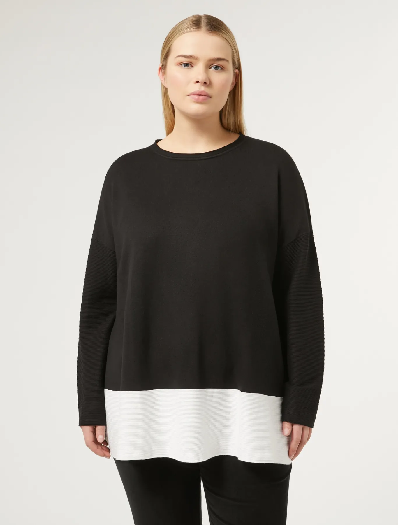 Marina Rinaldi Pull en viscose stretch NOIRBLANC Outlet