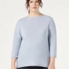 Marina Rinaldi Pull sans coutures en laine AZURE New