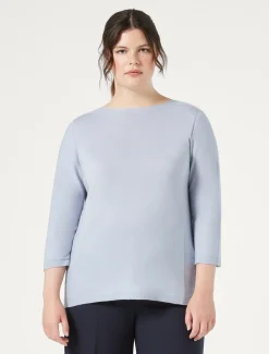 Marina Rinaldi Pull sans coutures en laine AZURE New