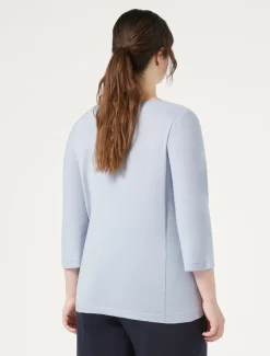 Marina Rinaldi Pull sans coutures en laine AZURE New