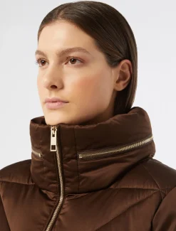 Marina Rinaldi Rembourré court en satin imperméable CHOCOLAT Clearance