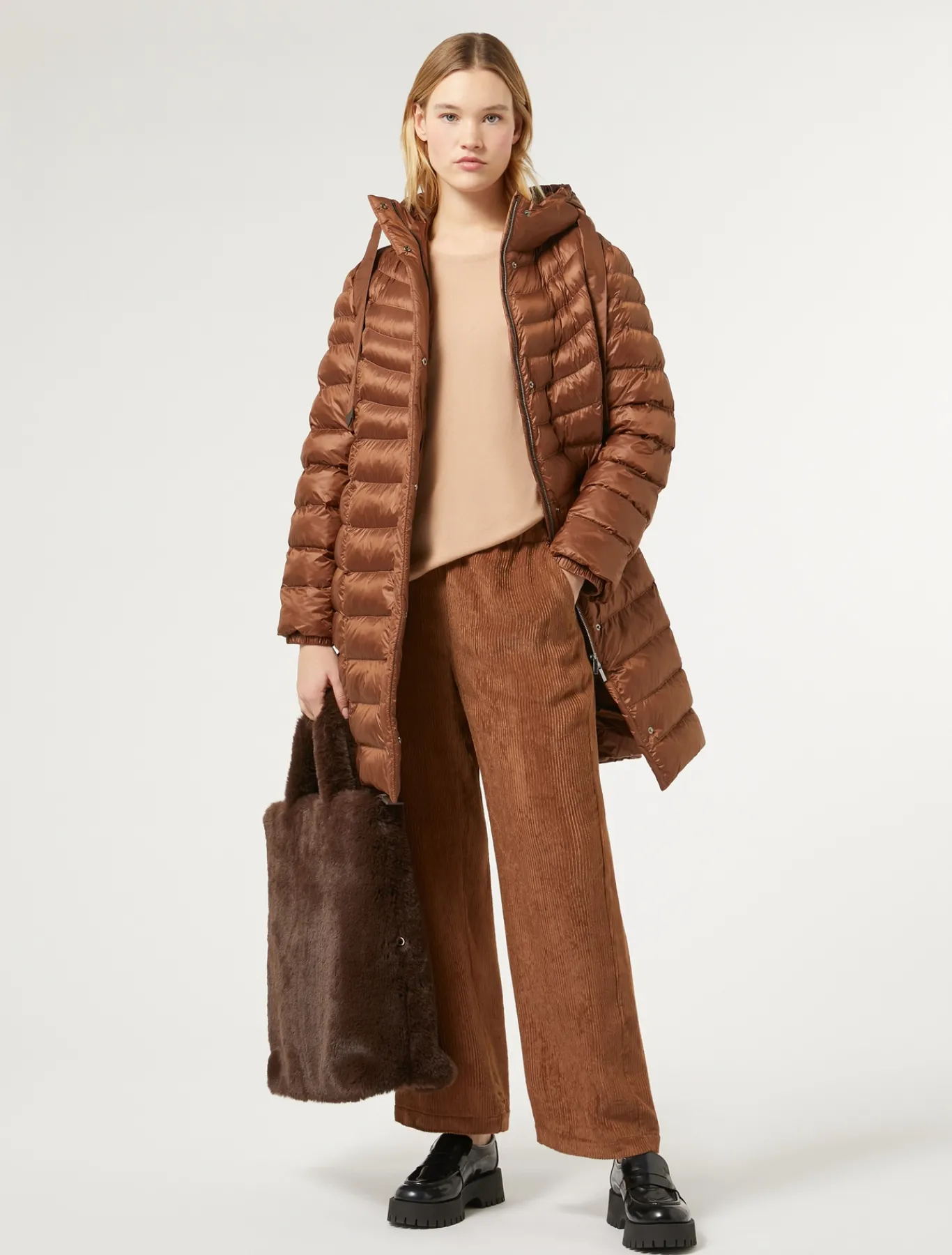 Marina Rinaldi Rembourré en toile imperméable BRUN Outlet