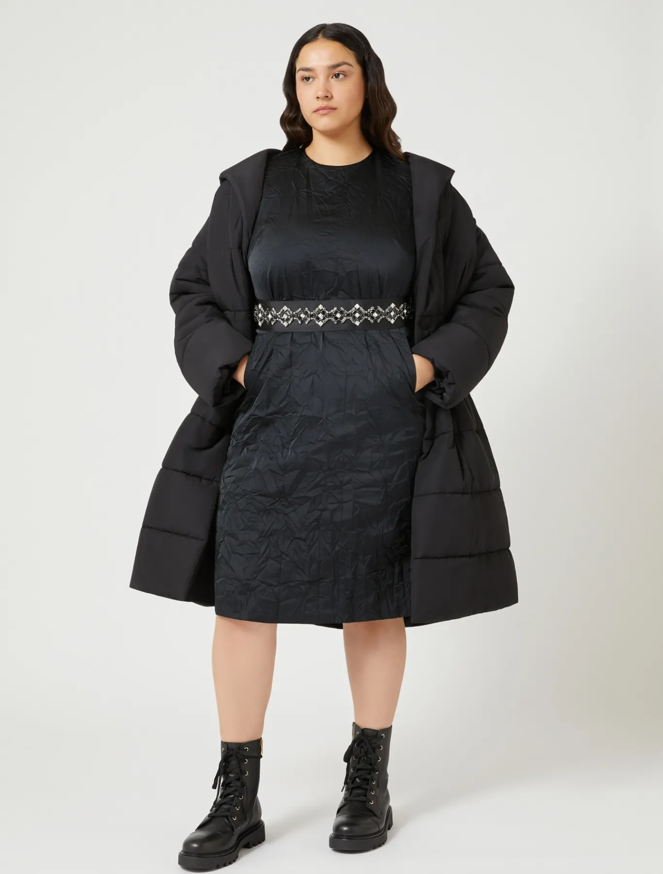 Marina Rinaldi Rembourré technique imperméable NOIR New