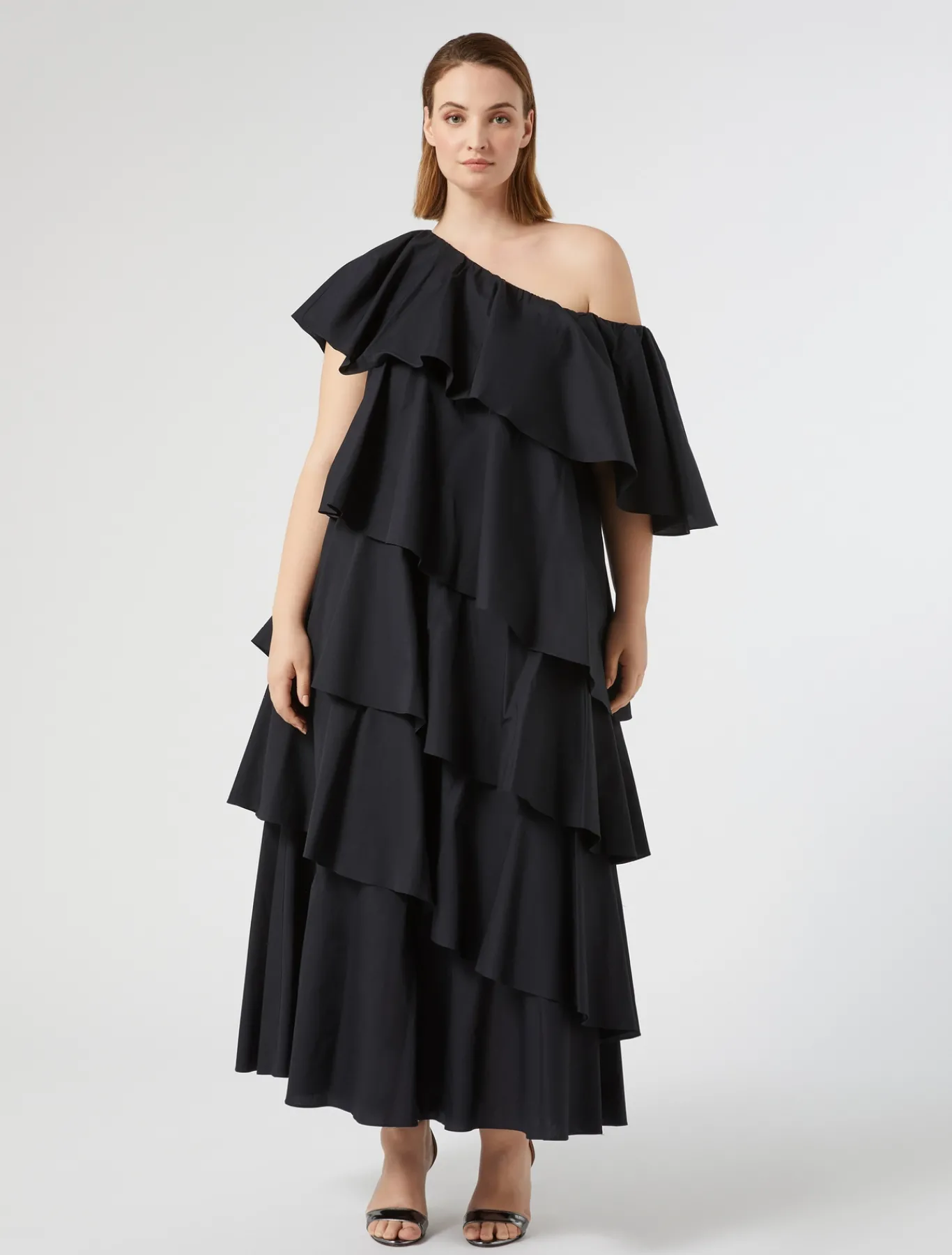 Marina Rinaldi Robe à volant en popeline NOIR Online