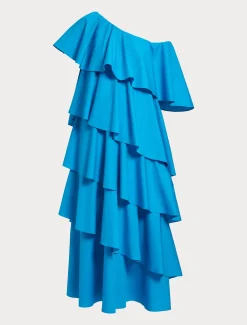 Marina Rinaldi Robe à volant en popeline TURQUOISE Online