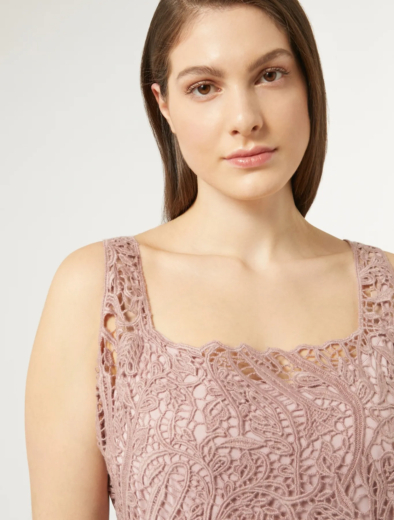 Marina Rinaldi Robe avec broderie macramé POUDRE Fashion