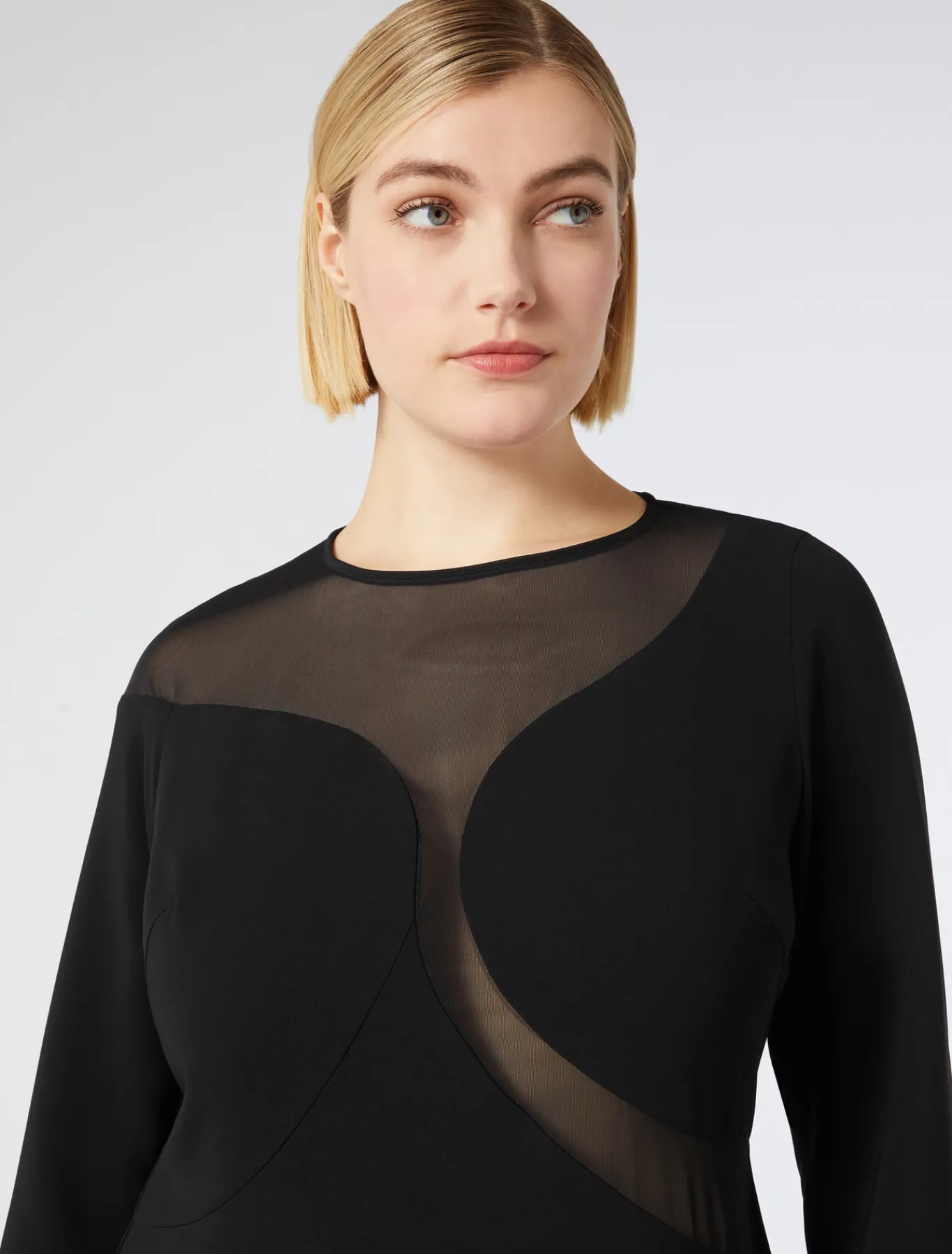 Marina Rinaldi Robe en cady avec tulle NOIR Best