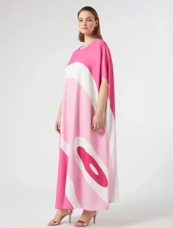 Marina Rinaldi Robe en cady imprimé BLANC Discount