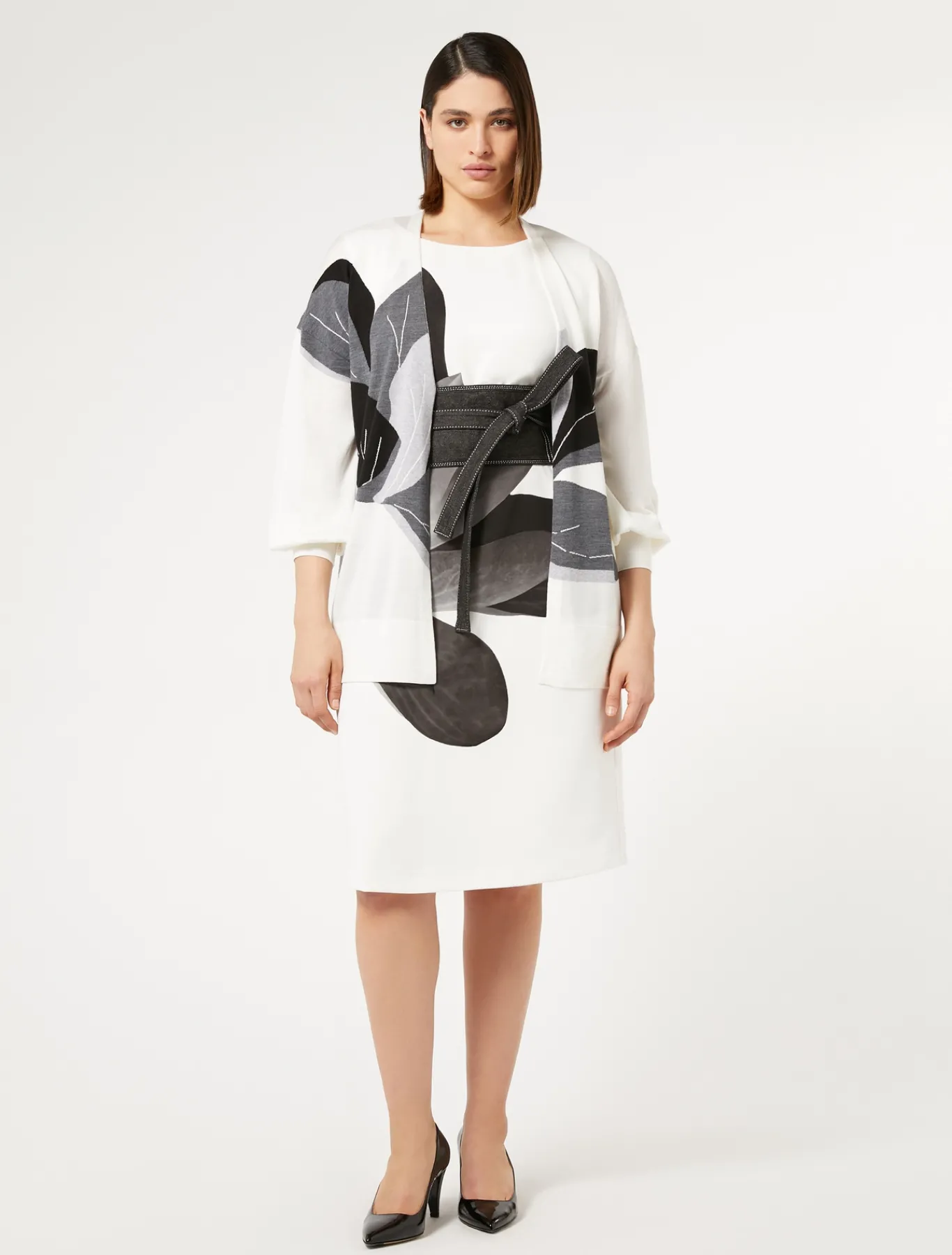 Marina Rinaldi Robe en cady imprimé BLANC Clearance