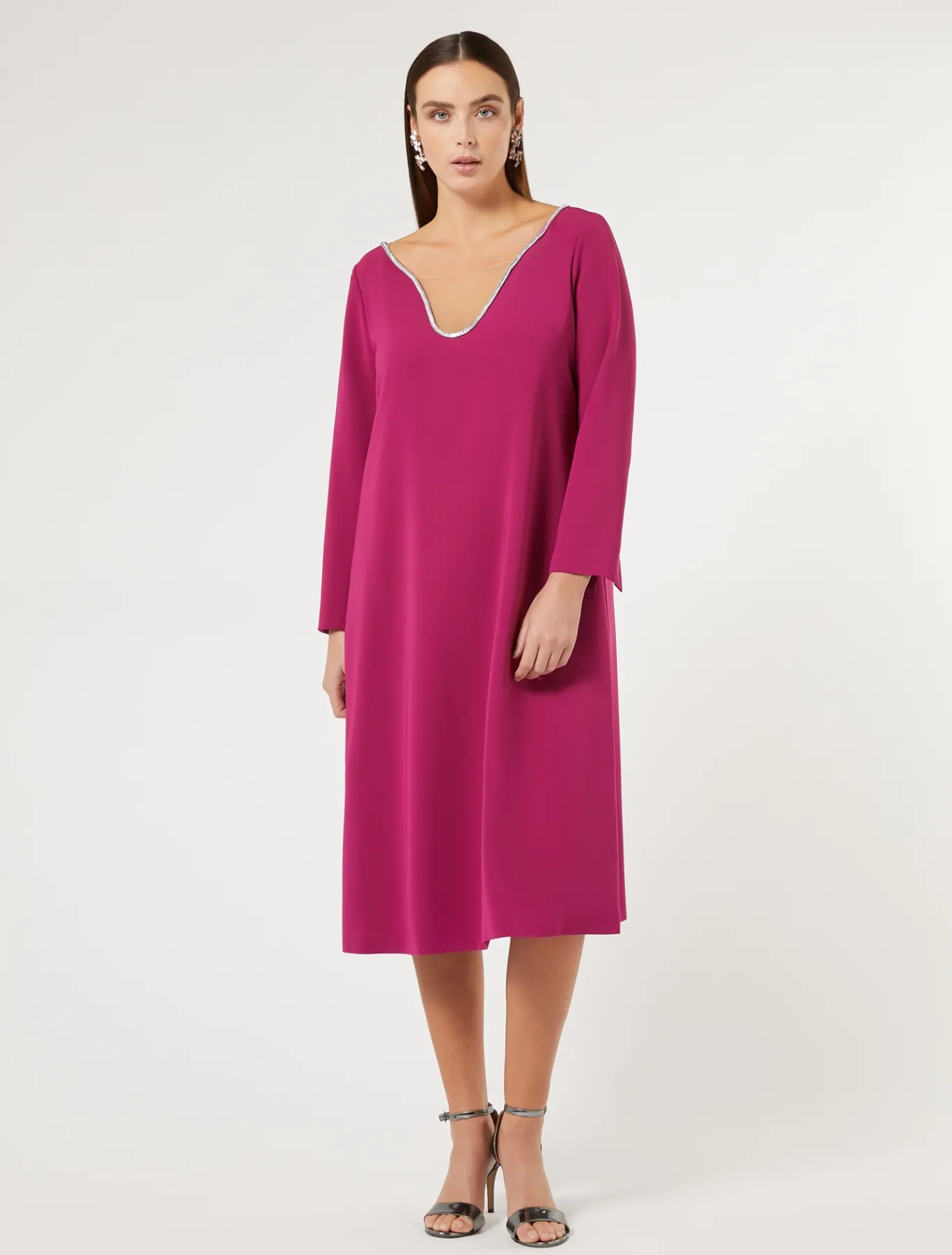 Marina Rinaldi Robe en cady triacétate FRAMBOISE Sale