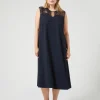 Marina Rinaldi Robe en crêpe avec broderie BLEUNUIT Hot
