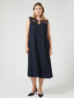 Marina Rinaldi Robe en crêpe avec broderie BLEUNUIT Hot