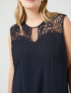 Marina Rinaldi Robe en crêpe avec broderie BLEUNUIT Hot