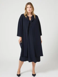 Marina Rinaldi Robe en crêpe avec broderie BLEUNUIT Hot