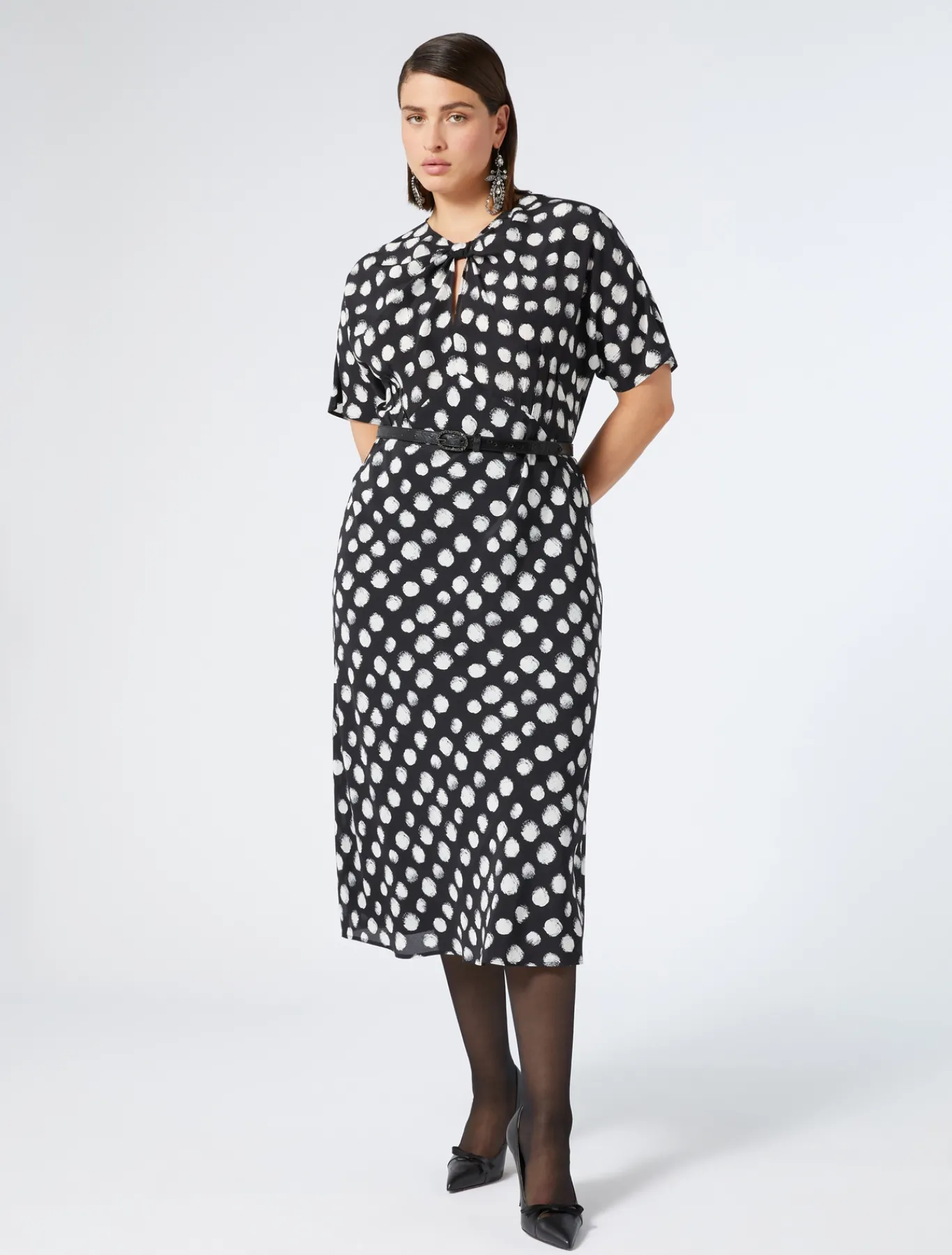Marina Rinaldi Robe en crêpe de Chine de soie NOIR Outlet