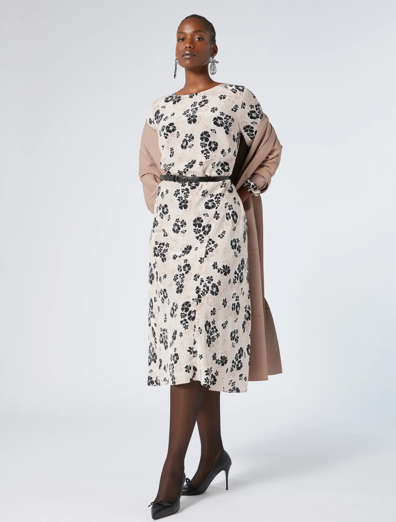 Marina Rinaldi Robe en crêpe de Chine de soie ROSE New