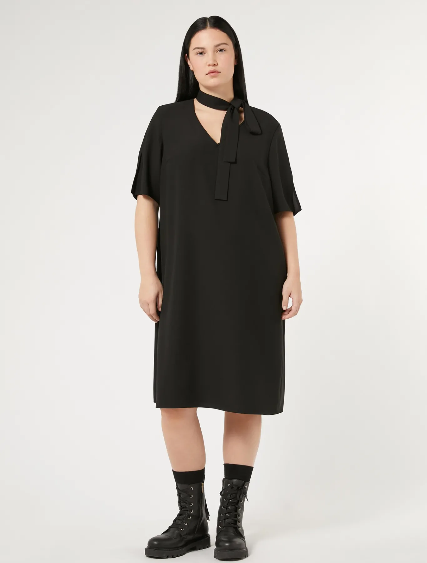 Marina Rinaldi Robe en crêpe envers satin NOIR Fashion
