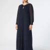 Marina Rinaldi Robe en crêpe georgette BLEUNUIT Sale